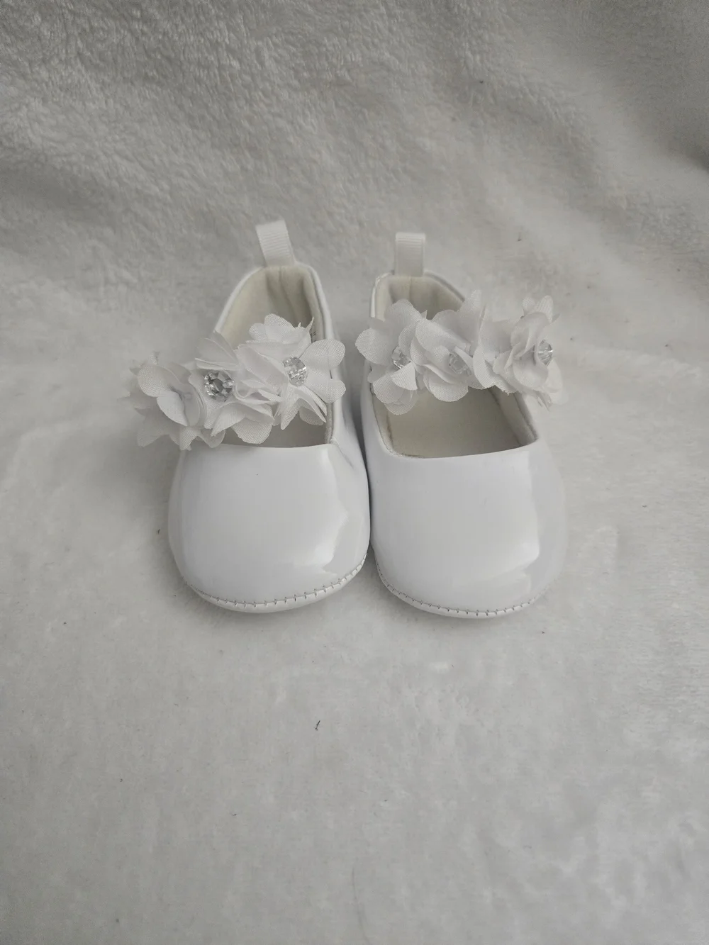 Stepping Stones Baby Girl  White Floral Toddler Mary Jane Shoes Size 2